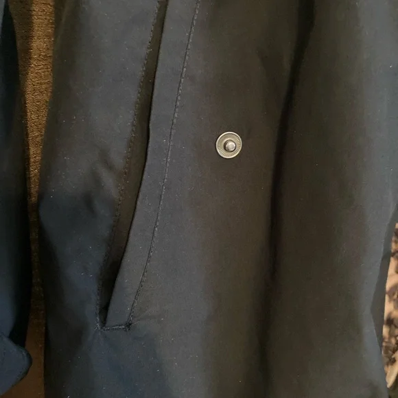 🍂🌻☔️Lands’ End Black and Leopard Print TrenchCoat/Rain Jacket - Picture 4 of 5